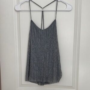 Gray Blue Strappy Sparkly Tank Top